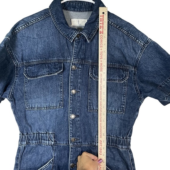 Free People We the Free Marci Denim Jumpsuit Women's Size L City Coveralls - Picture 10 of 13